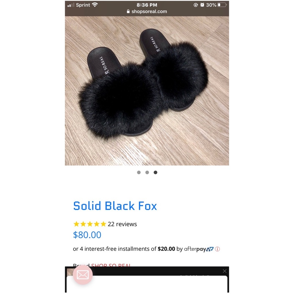 GSWUOO Black Fur Slides size 8
